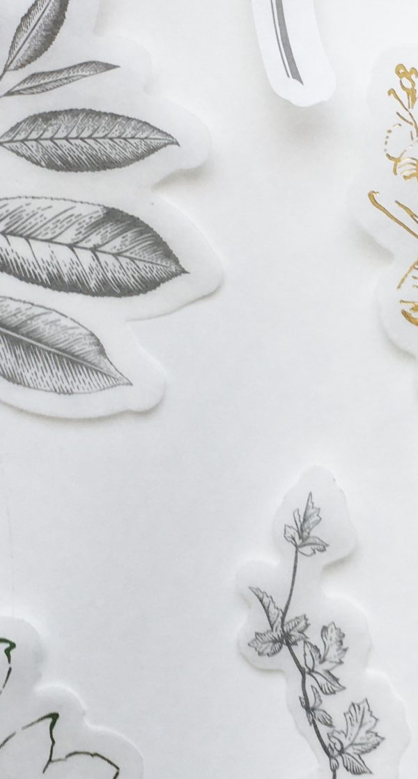 Flora sticker set - Goud en Zwart - Bloemen