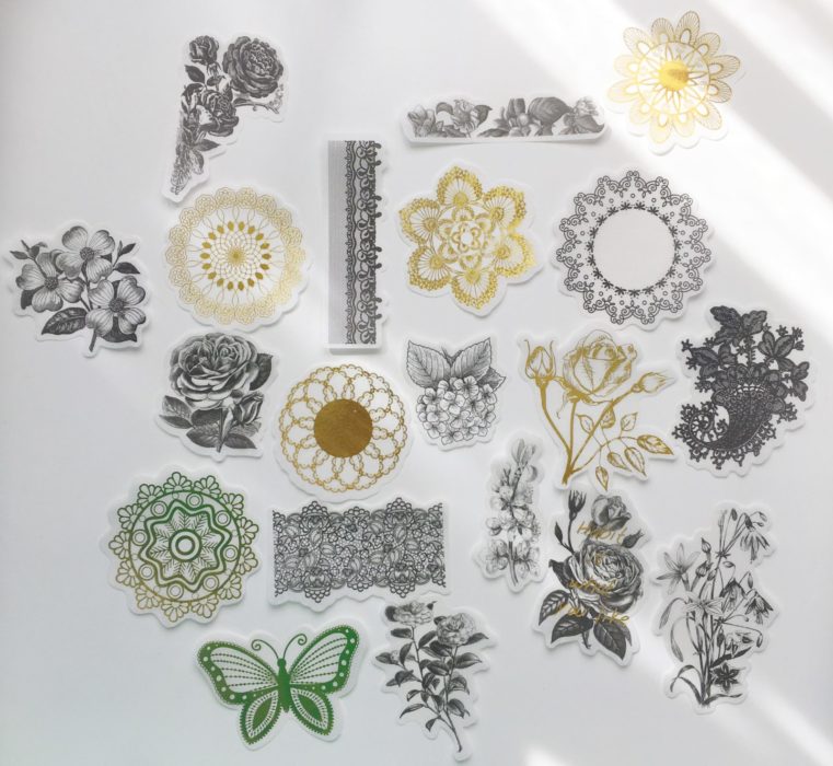 Sticker set - Goud en Zwart - Bloemen - Vlinder - Mandala