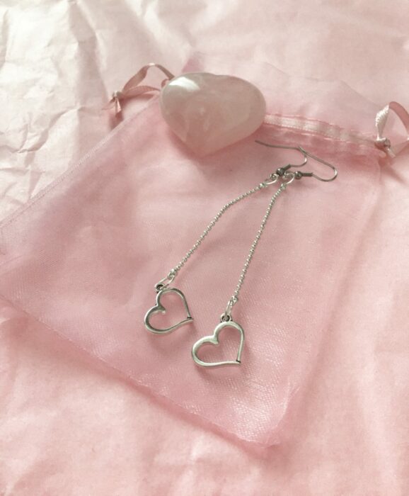 Oorbellen - RVS - Love - Zilverkleurig - Hartjes