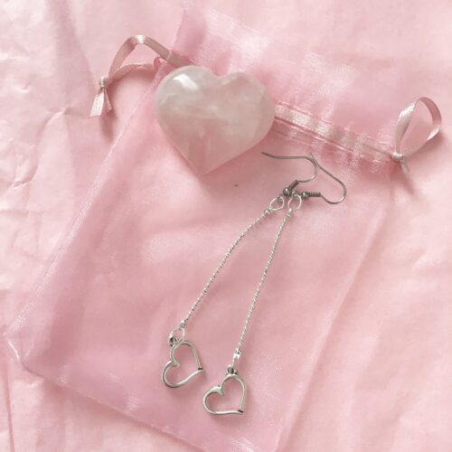 Oorbellen - RVS - Love - Zilverkleurig - Hartjes