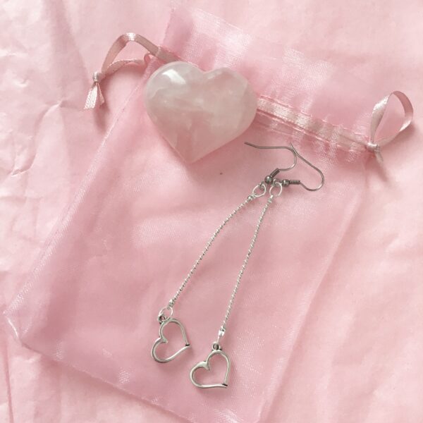 Oorbellen - RVS - Love - Zilverkleurig - Hartjes