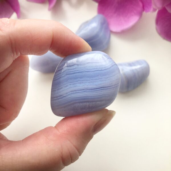 Blue Lace agaat trommelsteen "bescherming en zeer krachtige reiniger" Maat L