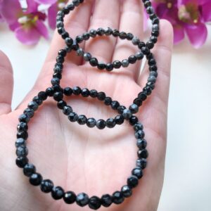 Sneeuwvlok obsidiaan - facet - armband - 4 mm