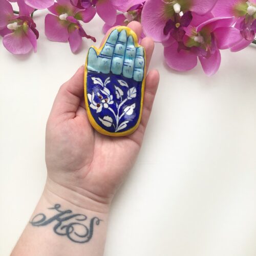 Wierookhouder offerhand blauw - Handgemaakt in India