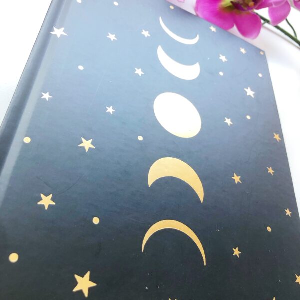 Notitieboek - tekenboek - maanfasen en sterren - zwart