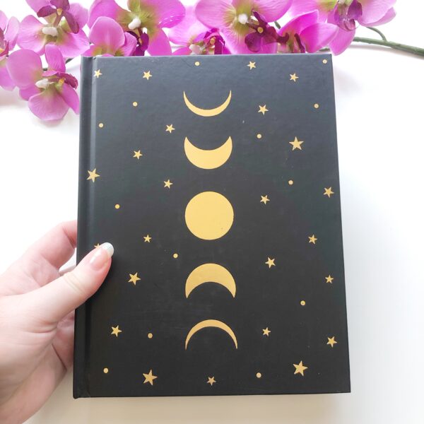 Notitieboek - tekenboek - maanfasen en sterren - zwart