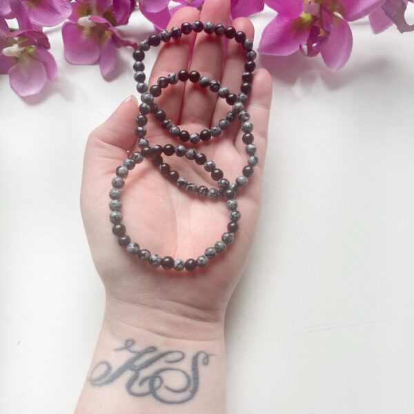Sneeuwvlok obsidiaan - armband - 6 mm